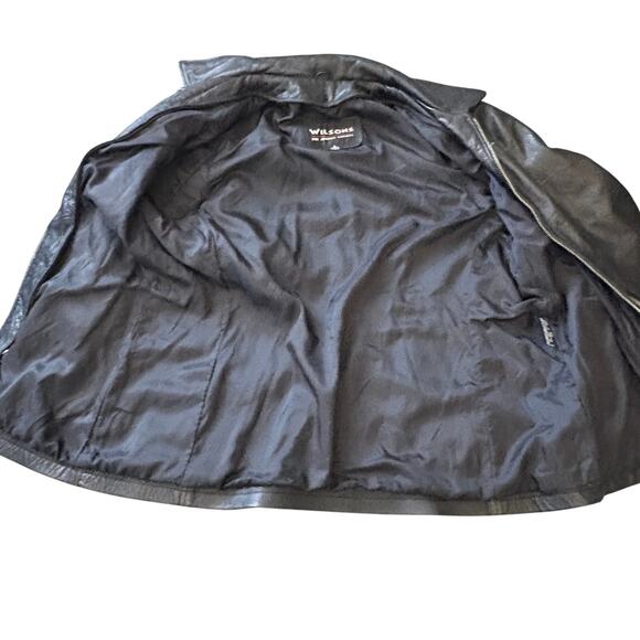 Black Leather JacketWilsons Zip Lg Y2K Retro Grunge - Picture 4 of 8